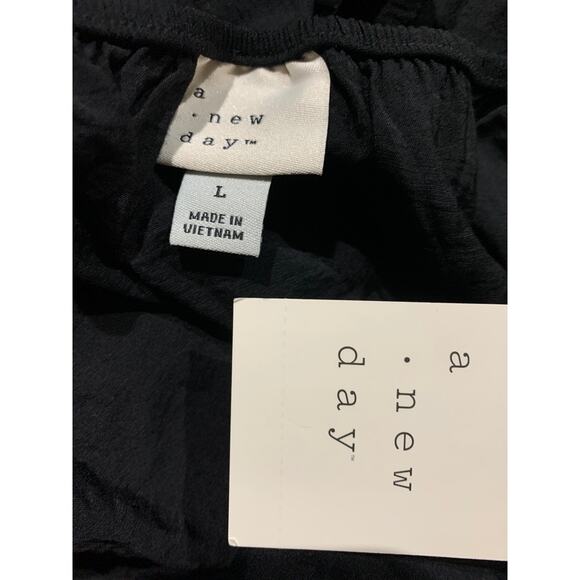 Casual Midi Dress Spaghetti Straps Cutout Back Black Large -A New Day- - Picture 4 of 5